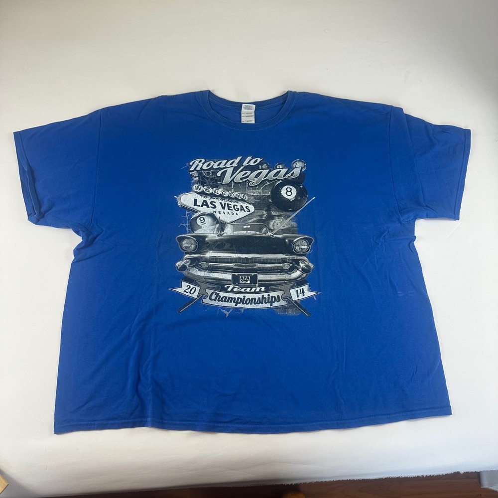 Gildan Mens 4XL Road to Vegas‎ APA Team Championships 2014 T Shirt Blue